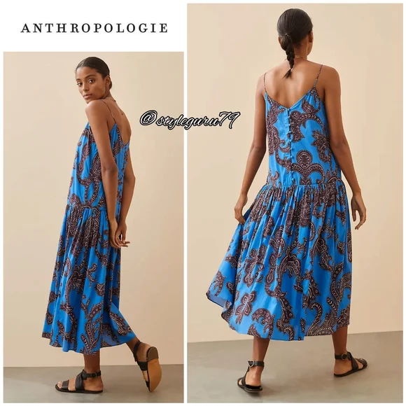 NWT, Anthropologie, ATSU Flounced Paisley Midi Dress - Picture 2 of 3